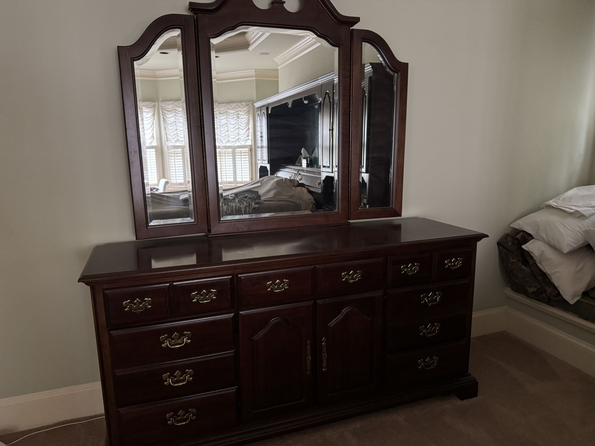 Solid Cherry Wood Dresser From American Drew Collection With Tons Of Storage