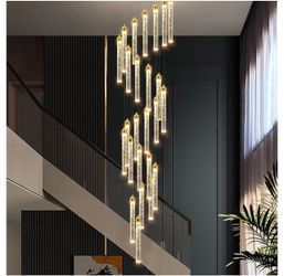 Modern Crystal Bubble Tube Spiral Chandelier