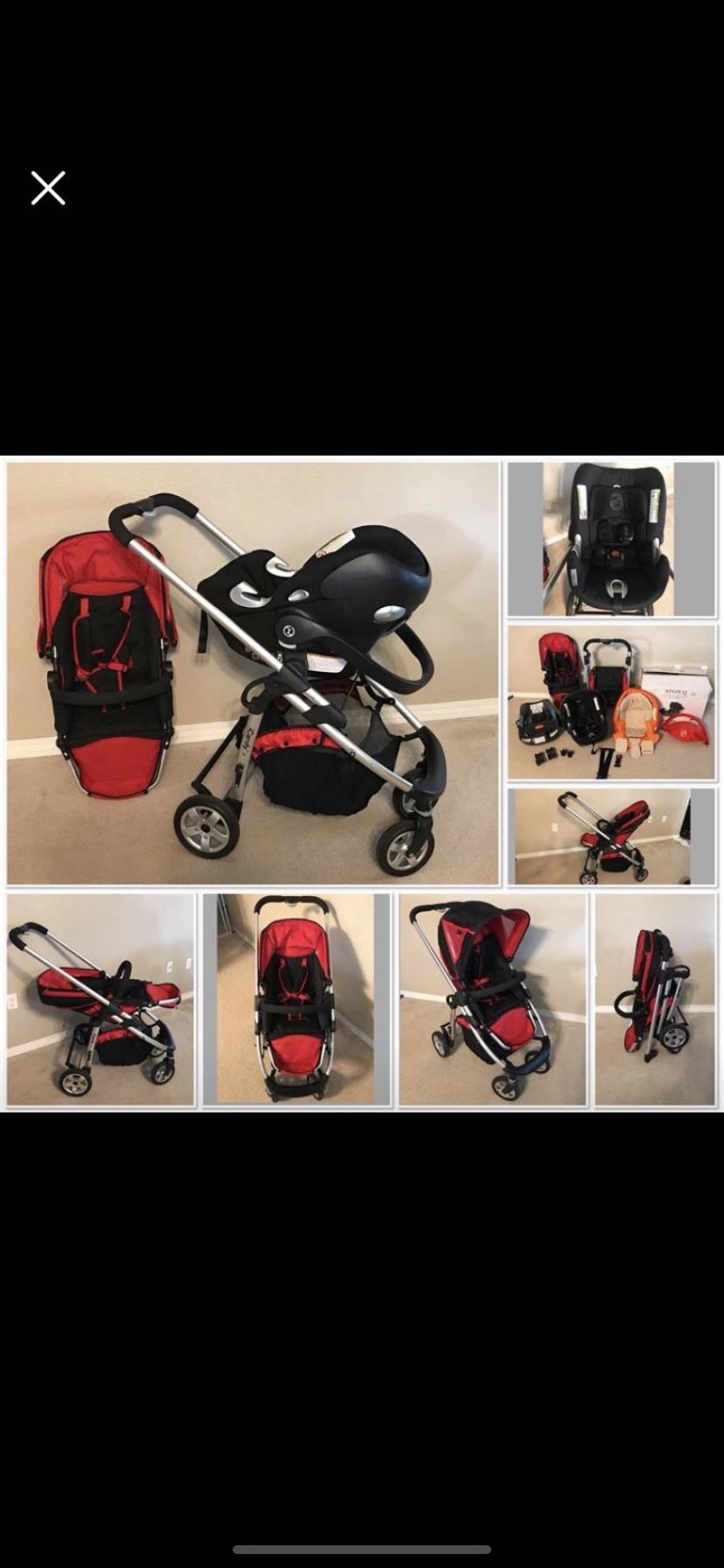 Stroller iCandy cherry and car seat Cybex Aton Q
