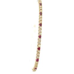 14k Yellow Gold Diamond And Ruby Flex Bangle Bracelet GP3099909