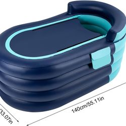 55.1 in Portable Bathtub for Adults Foldable Inflatable Bathtub  with Bath Pillow Headrest.