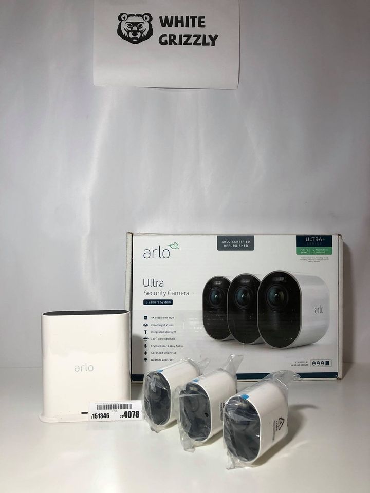 NEW Arlo Ultra - 4K UHD Wire-Free Security 3 Camera System | Indoor/Outdoor with Color Night Vision