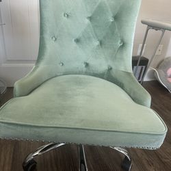 Velvet Green Swivel Office Chair - Like New