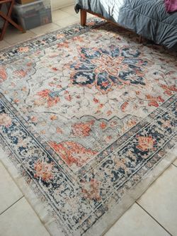 Persian-Style Area Rug Navy and Rust