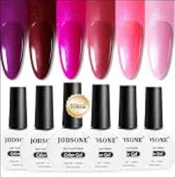 JODSONE 10ml Gel Nail Polish Set Red Glitter 6 Colors Glitter Rose Red Gel Polish