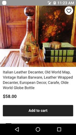 Vintage Italian bottle with genuine leather wrap