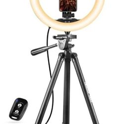 10" Selfie Ring Light with 50" Extendable Tripod Stand & Flexible Phone Holder