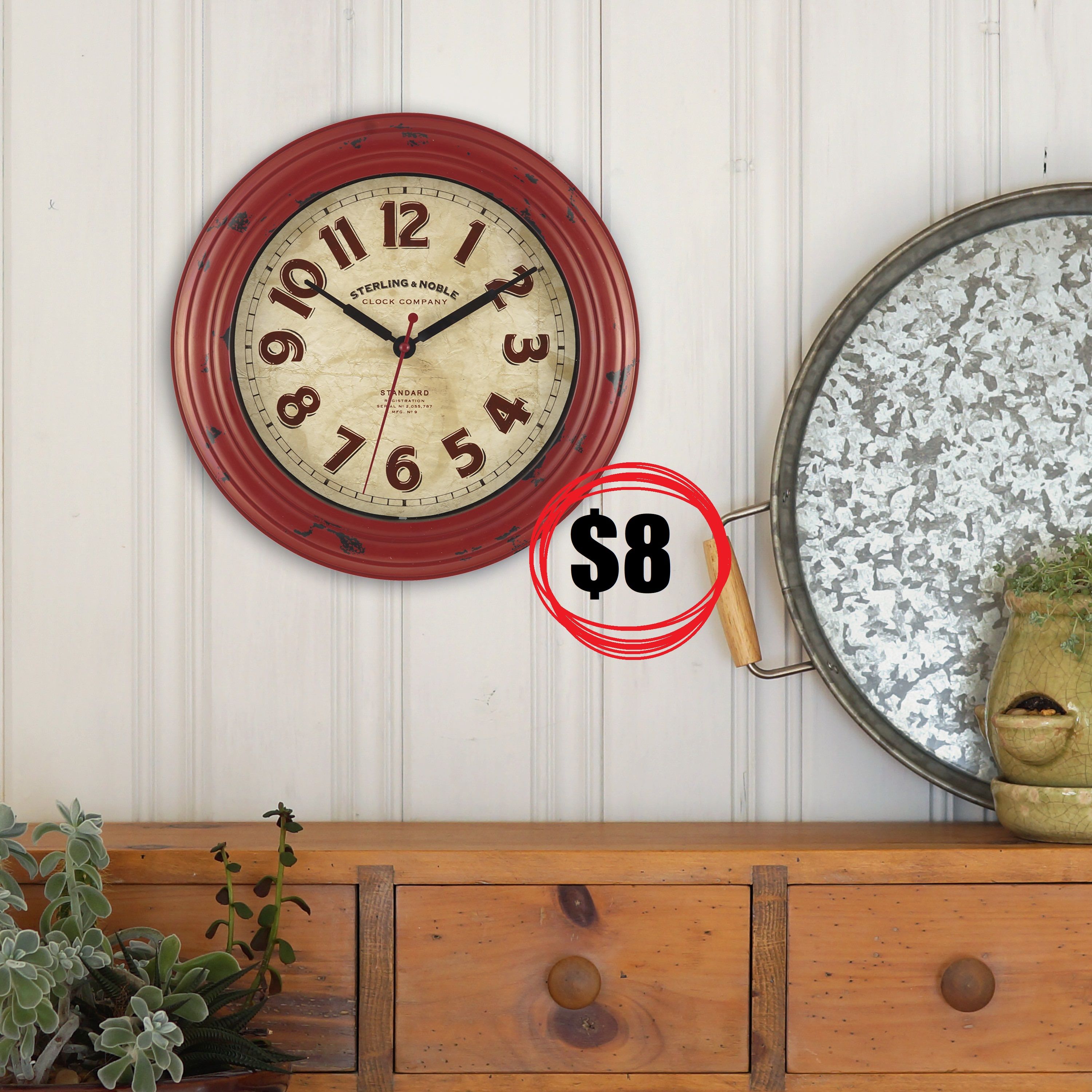 NEW Rustic red 12" diameter Clock Wall decor Brand new - Pick up in Goleta near Wendy's