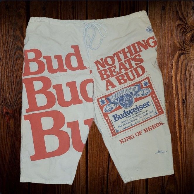 Vintage 90’s Bud Budweiser Sweet Sacks Linebacker Beach Shorts 1991 Drawstring
