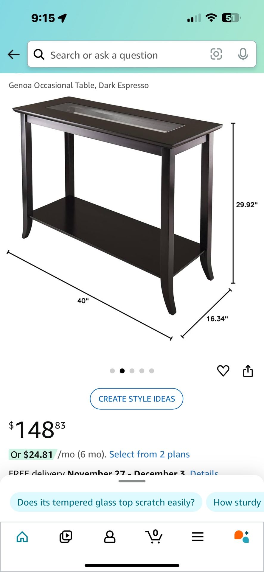 Console Table, Espresso Color