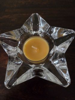 Star tealite Holders, Clear Heavy glass, 4" New Giftable,  $2.00ea - have several