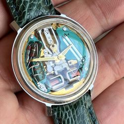 Vintage Accutron Spaceview Watch Big Case Stainless Steel Great Original Condition Works Perfectly 