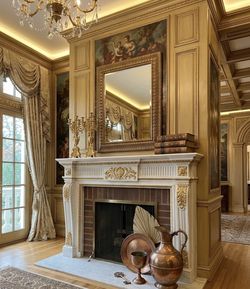 Large Decorative Gold Mirror (37in x 30 3/4in)– Ornate Frame