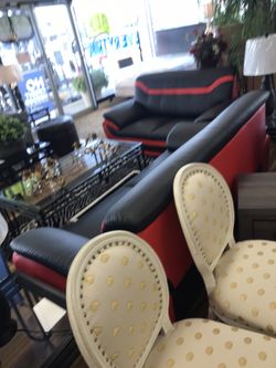 Gorgeous red black couch and love seat $39 down
