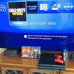 PS4 PRO 1TB With Games And Controller With All Power and Charging Cables