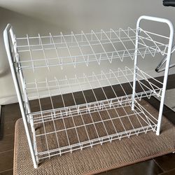 White Three Shelf Metal Shoe Rack