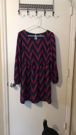 Pink and blue chevron print dress