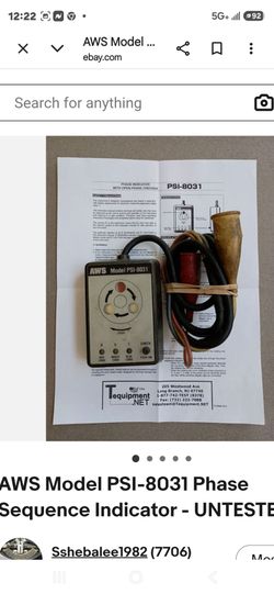 AWS,Model #PSI - 8031. Phase sequence indicator