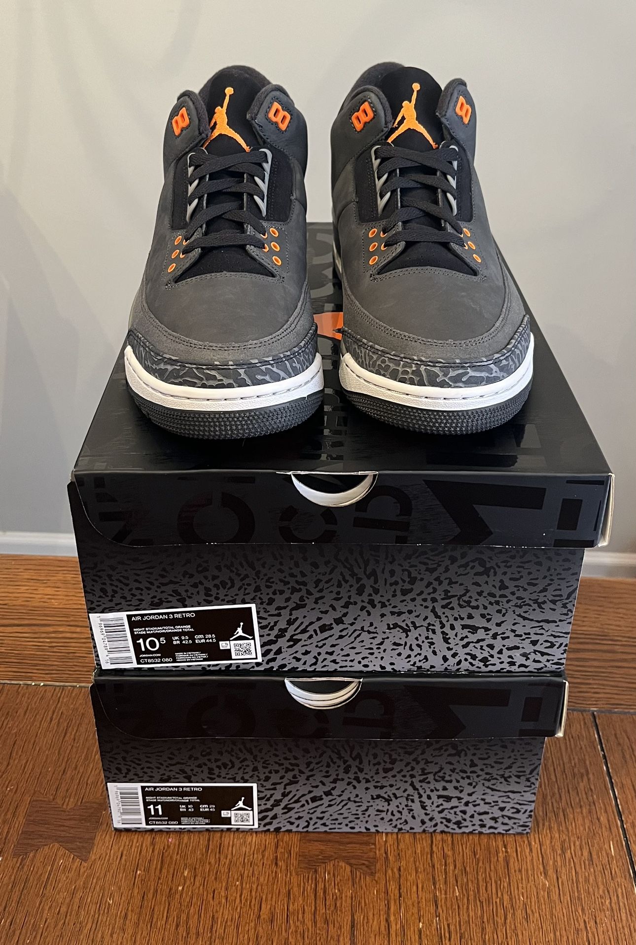 Deadstock Jordan Retro 3 Fear Sizes 10.5 & 11 2023 Release