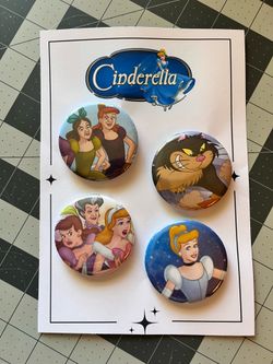 Cinderella pin-back button set