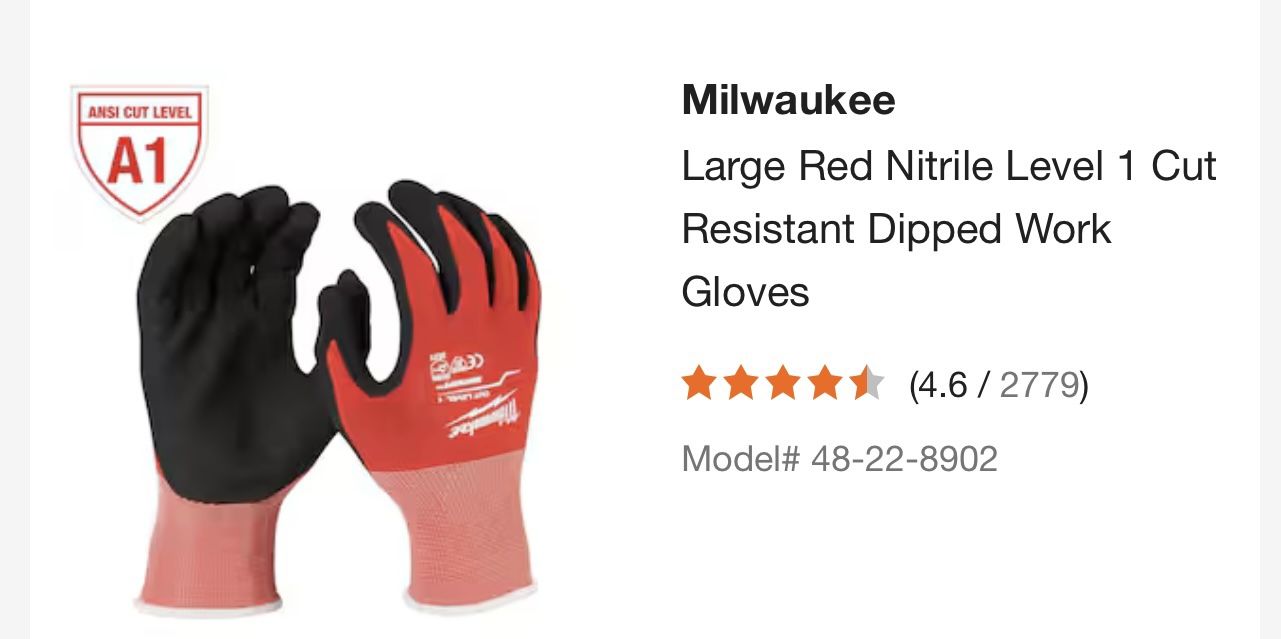 Milwaukee Gloves Size l