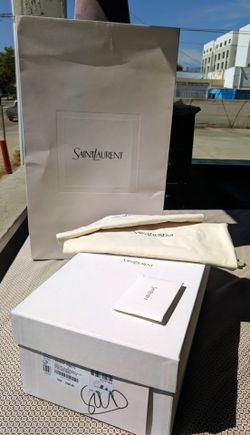 Saint Laurent (empty) Shoe/Gift Box, 2 Cotton Flannel Dust Bags, Paper Shopping Bag and COA