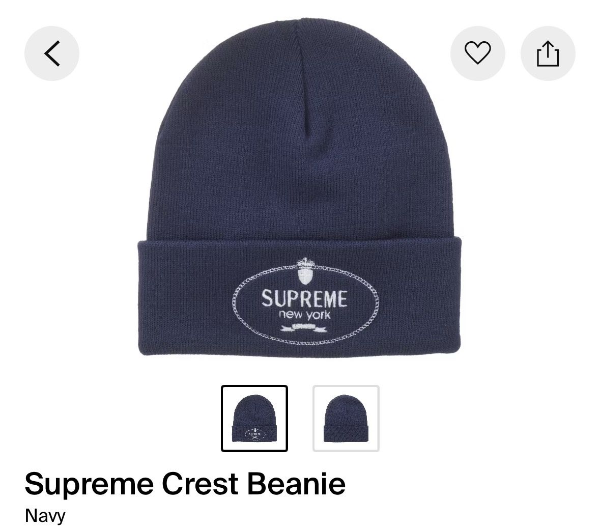 Supreme Crest Beanie Navy