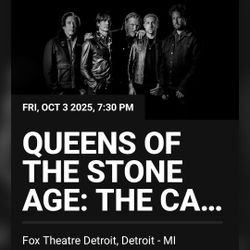 2 Tickets To Queens Of The Stoneage In Detroit, Friday October 3rd