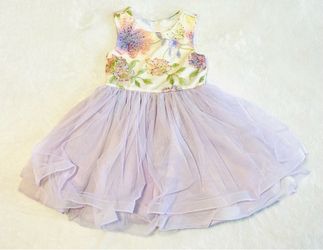 Beaded  flowers with purple bottom sleeveless dress