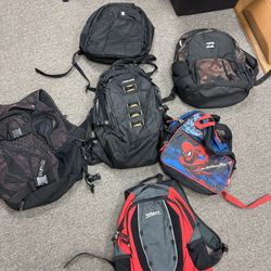 Backpacks 5 each billabong Volcom spiderman