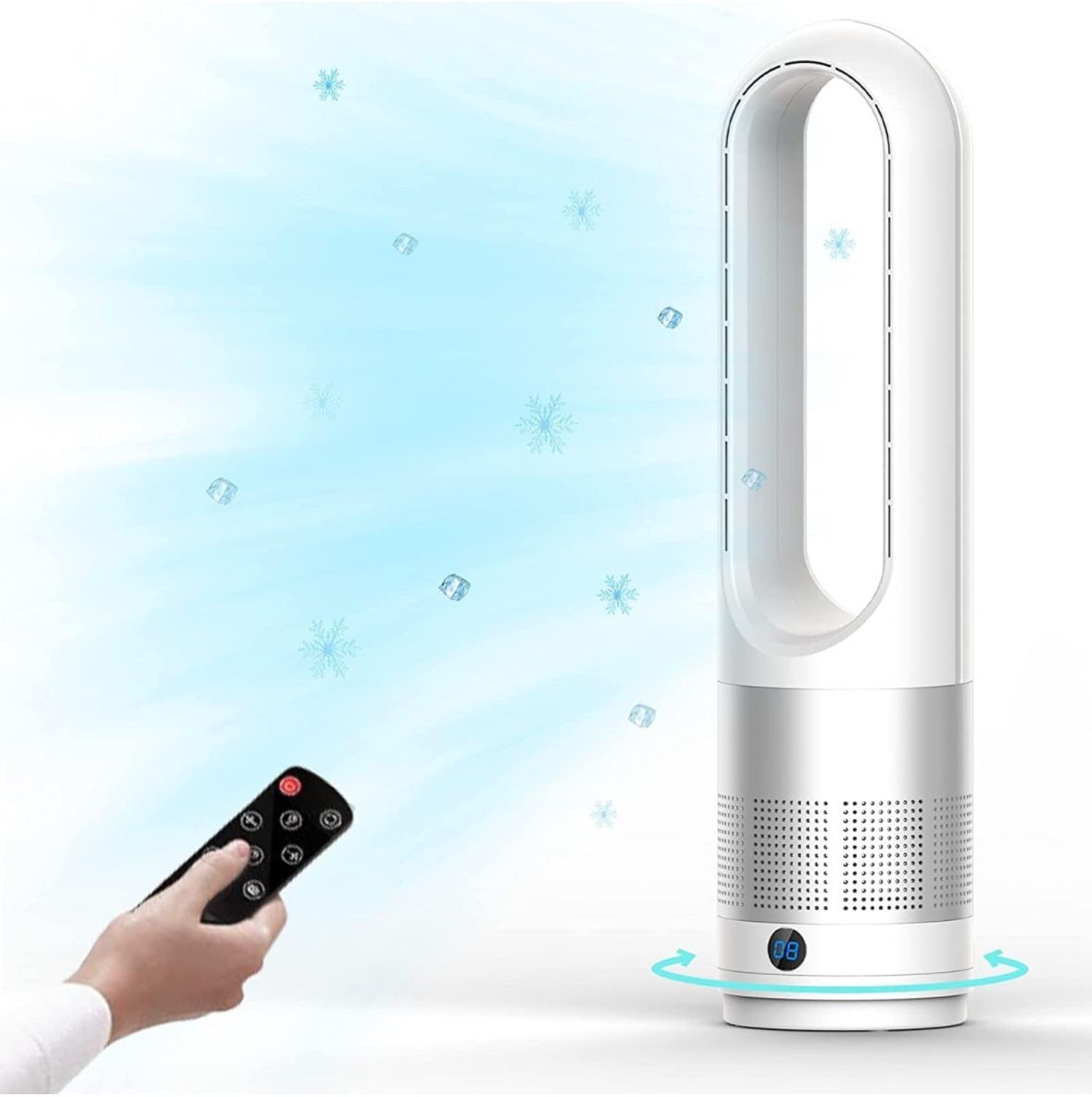 Bladeless Cooling Fan, 22 inch Tower Fan, 80° Oscillating Pedestal Fan with Remote Control, 8 Speeds