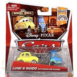 Disney Pixar Cars LUIGI & GUIDO w/SHAKER & GLASSES 9-10/11 WHEEL WELL MOTEL