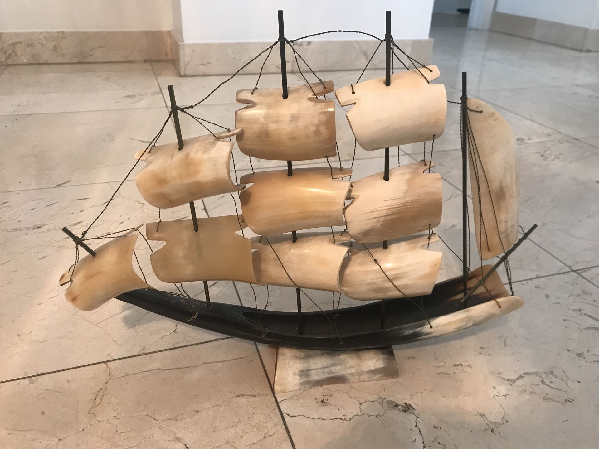 Shell Bone & Metal Sailboat