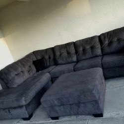Dark Grey Gray Sectional Sofa Couch 