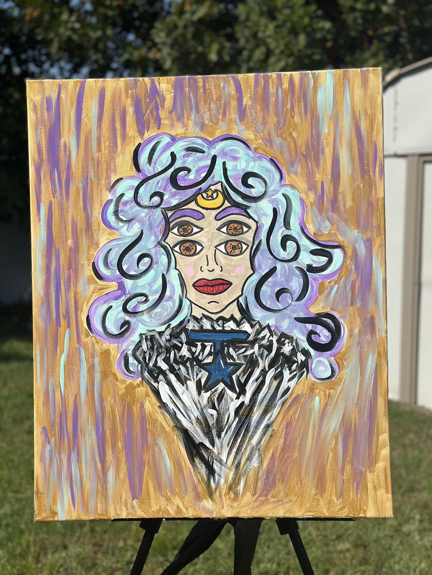 “Celestial gaze” 24x30 Acrylic On Stretched Canvas 