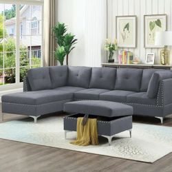Sectional Sofa Whit Ottoman 