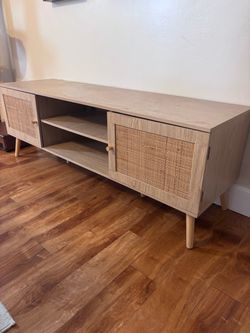 Wooden TV Stand w/Shelves