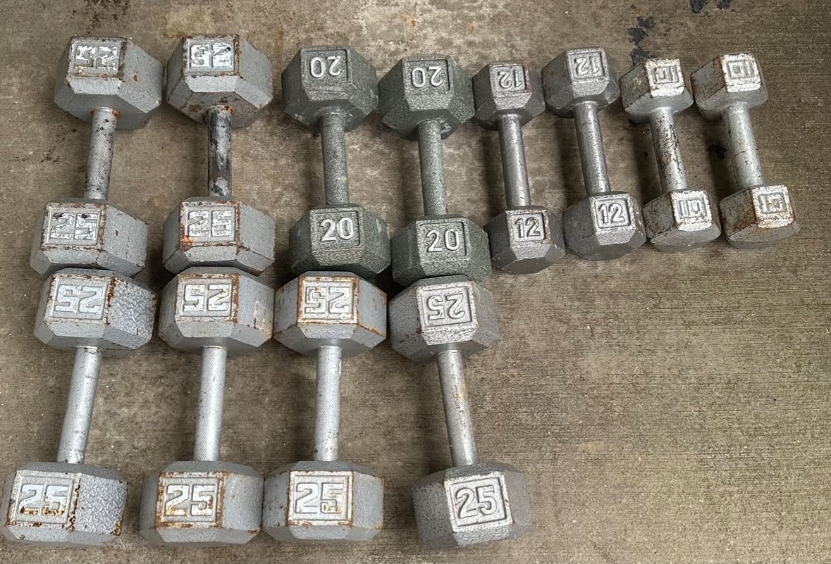 Dumbbells sets total of 224lbs weight. $224 or OBO