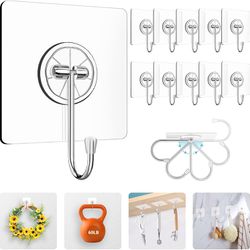 Wreath Hanger,Wall Hooks for Kitchen Organization and Storage,60lb Large Hooks for Hanging Apartment Dorm Room Essentials,Heavy Duty Adhesive Towel Ho