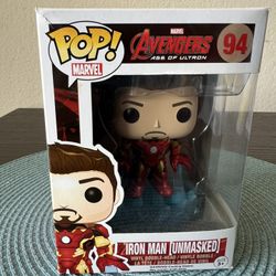 VAULTED Iron Man Unmasked Funko Pop #94 Bobblehead Marvel MCU Avengers Ultron