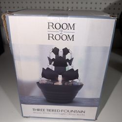2 Room Three Tiered Tabletop Fountain LED Light Black