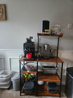 Rustic Coffee Station Wall Shelf – Kitchen Organizer
