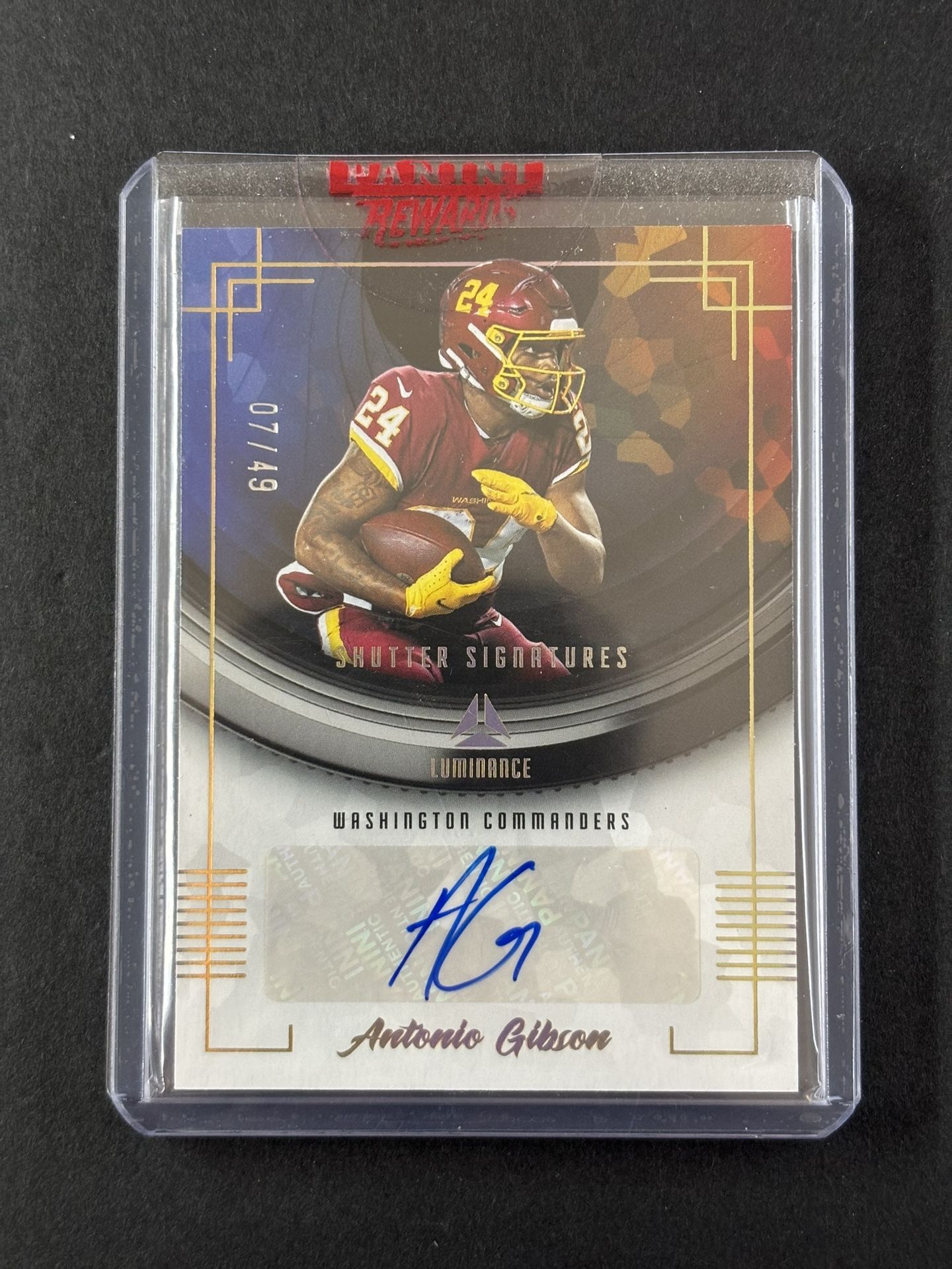 2022 Panini Luminance Shutter Signatures Antonio Gibson Auto #/49 No. SHU-ANG