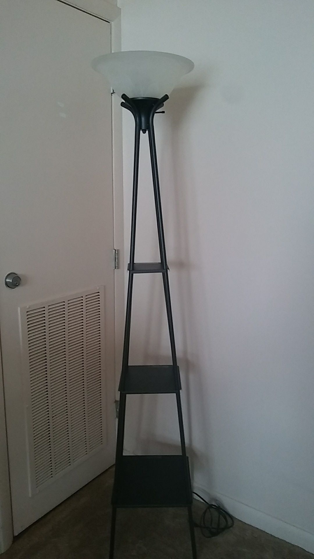 70" tall lamp with shelves