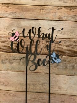 Gender reveal bee cake topper