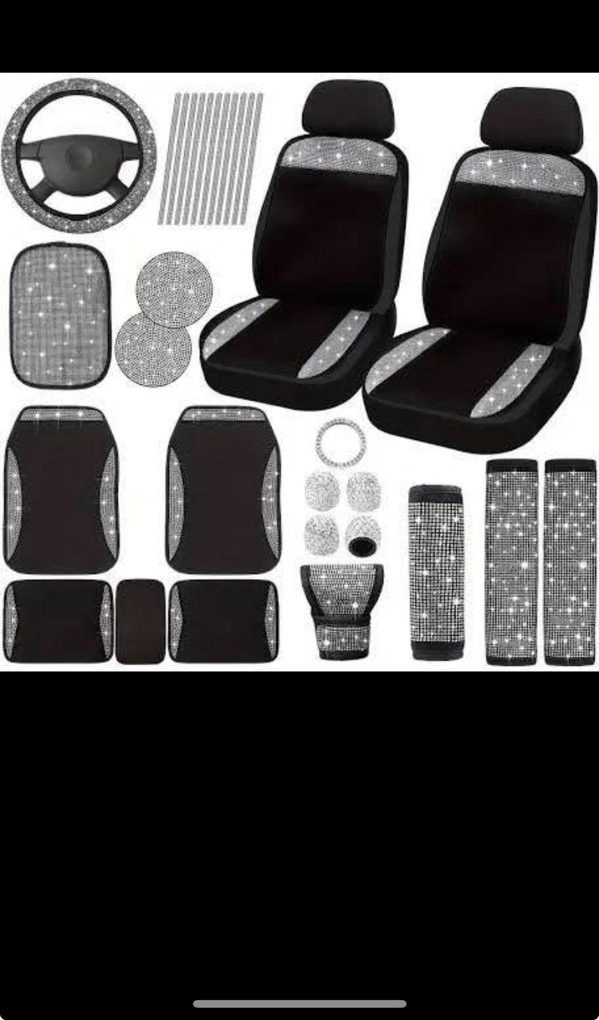 6 Piece Bling And Black Car Set