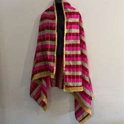 Red, White, Pink, And Gold Scarf