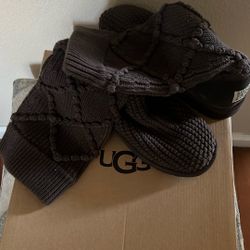 Women’s Shoes; New UGG Brown Knitted Warm Boots, Size 9.5