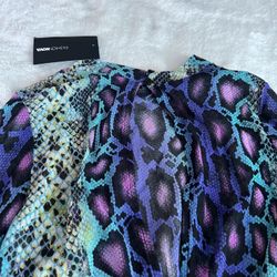 Fashion Nova Vibrant Snake Print Blouse