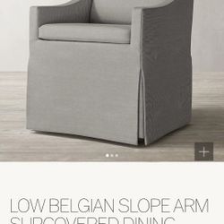 Restoration Hardware LOW BELGIAN SLOPE ARM SLIPCOVERED DINING ARMCHAIR

